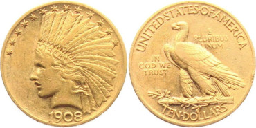 EE.UU  K-130.- 10 DOLLAR INDIAN HEAD. VARIOS AÑOS - ORO