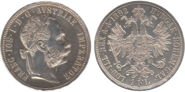 AUSTRIA - K-2222 - 1 FLORIN 1892. PLATA. SC