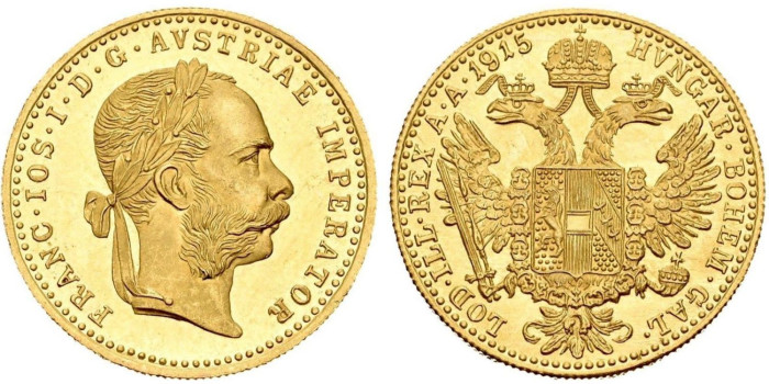 AUSTRIA - K-2267 - 1 DUCADO 1915 -ORO