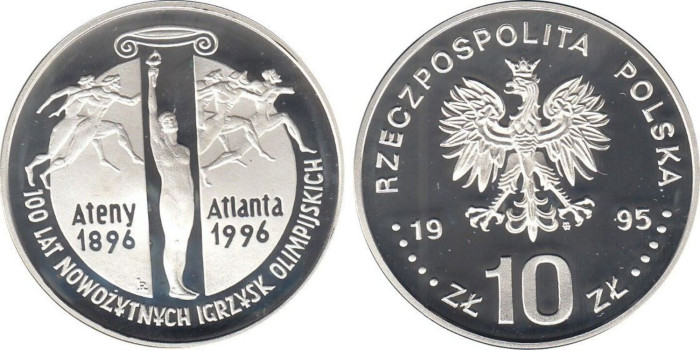 POLONIA - K-301 - 10 ZLOTYCH 1995 ATLANTA - PLATA PROOF