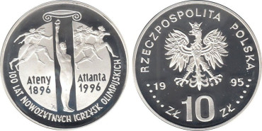 POLONIA - K-301 - 10 ZLOTYCH 1995 ATLANTA - PLATA PROOF