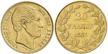 BELGICA K-023 - 20 FRANCOS BELGAS DE ORO - LEOPOLDO I
