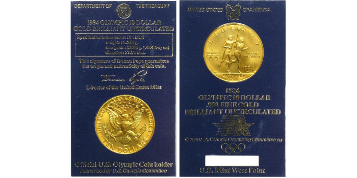EE.UU  K-211.- 10 DOLLAR 1984 OLIMPICS. PROOF - ORO