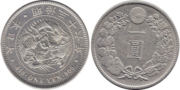 JAPON - K-A25.3 -  1 YEN 1903.  EBC-  PLATA