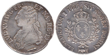 FRANCIA - K-0572.- 1 ECU  BÉARN AUX BRANCHES D'OLIVIER 1786 PAU.  MBC - PLATA