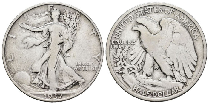 ESTADOS UNIDOS - K-142 - 1/2 DÓLAR 1937 - MBC