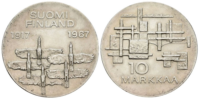 FINLANDIA - K-050.- 10 MARKKA 1967 - EBC