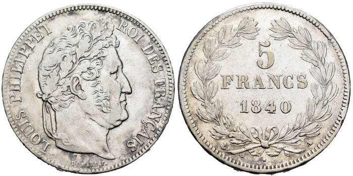 FRANCIA - K-0749 - 5 FRANCOS 1840 A - MBC+