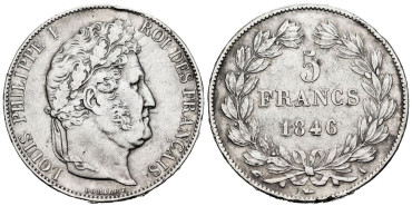 FRANCIA - K-0749 - 5 FRANCOS 1846 A - MBC+