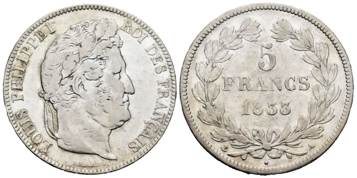 FRANCIA - K-0749 - 5 FRANCOS 1833 A - MBC