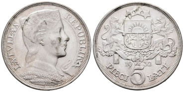 LETONIA - K-09.- 5 LATI 1932 - EBC