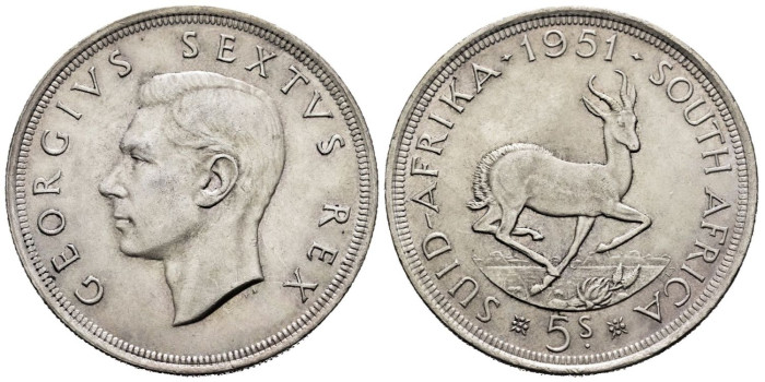 SURAFRICA - K-040.- 5 SHILLING 1951 - EBC+