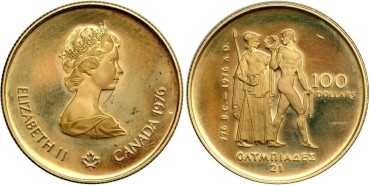 CANADA  K-0116.- 100 DOLLAR 1976 MONTREAL. PROOF - 1/2 ONZA ORO