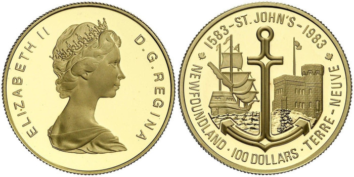 CANADA  K-0137.- 100 DOLLAR 1983 CONSTITUCION. PROOF - 1/2 ONZA ORO