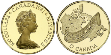 CANADA  K-0139.- 100 DOLLAR 1981 TERRANOVA. PROOF - 1/2 ONZA ORO
