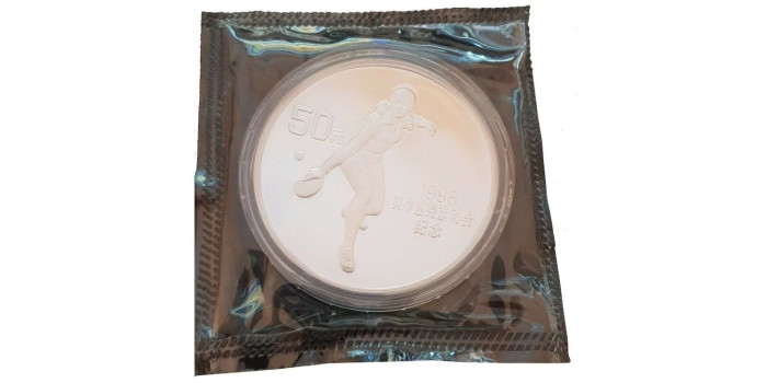 CHINA - REPUBLICA  K-757.- 50 YUAN 1995 TABLE TENNIS - PROOF  PLATA