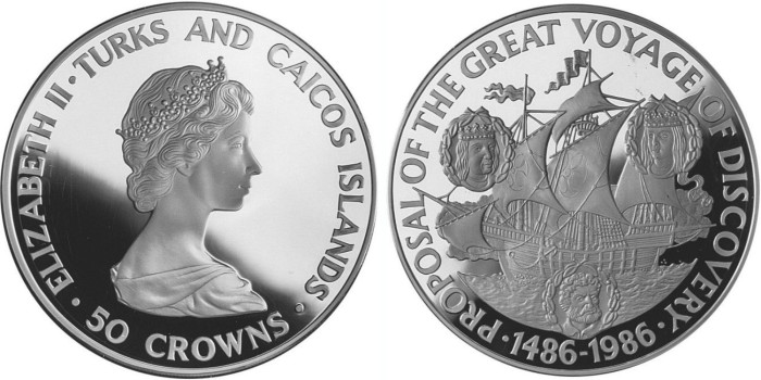 TURKS AND CAICOS - K061 - 50 CROWN 1986. PROOF