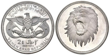 YEMEN - K-04.  2 RIYALS  1969 LEON. PROOF - PLATA