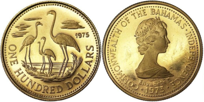 BAHAMAS K-073 - 100 DOLLAR 1975 - ORO