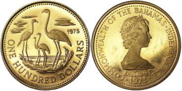 BAHAMAS K-073 - 100 DOLLAR 1975 - ORO