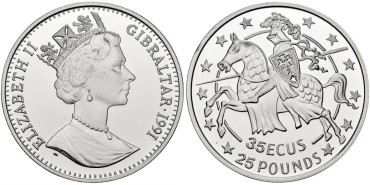 GIBRALTAR - K-0338 -35 ECUS 1991 - PROOF