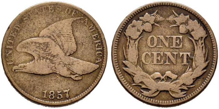 ESTADOS UNIDOS - K-085 - 1 CENTAVO 1857 BC
