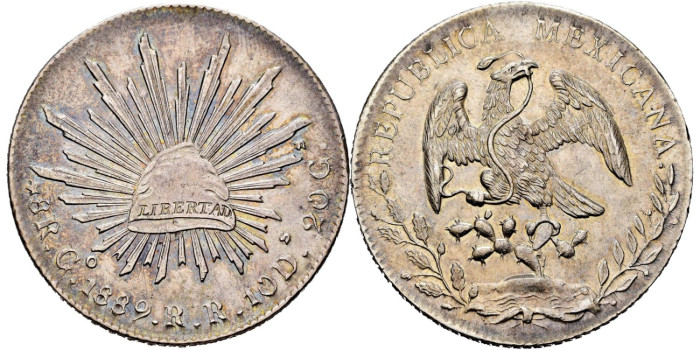 MEXICO - K-377,8 - 8 REALES 1889 GUANAJUATO RR - EBC
