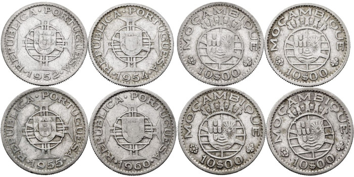 MOZAMBIQUE - K-079 -10 ESCUDOS 1952/54/55/60 - MBC