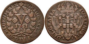 PORTUGAL - K-242 - 5 REIS 1751 - MBC