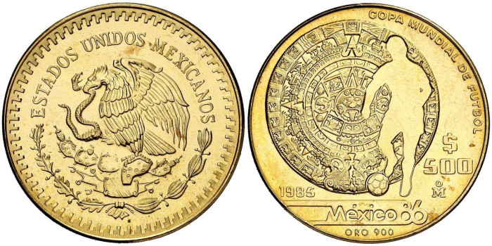 MEXICO K-501.1 - 500 PESOS MEXICANOS DE ORO - MEXICO 86