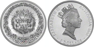 AUSTRALIA - K-0817- 5 DOLLARS SYDNEY 2000 EQUIDNA. PROOF - PLATA