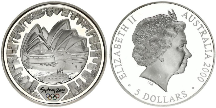 AUSTRALIA - K-0815- 5 DOLLARS SYDNEY 2000 OPERA. PROOF - PLATA