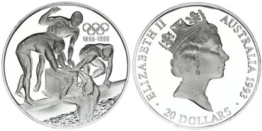 AUSTRALIA - K-0219- 20 Dollars 1993 NATACION. PROOF - PLATA