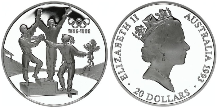 AUSTRALIA - K-0218- 20 Dollars 1993 PODIUM. PROOF - PLATA