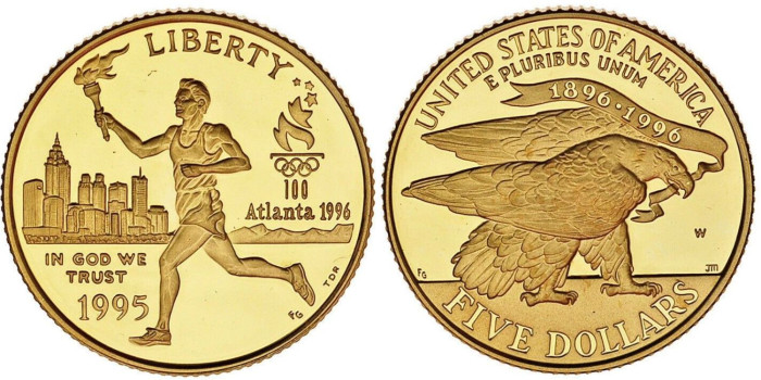 EE.UU - K-261 - 5 DOLLAR 1995 ATLANTA. ORO