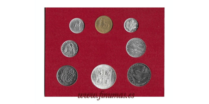 VATICANO - K-116/23.- SET OFICIAL VATICANO 8 VALORES LIRAS 1977