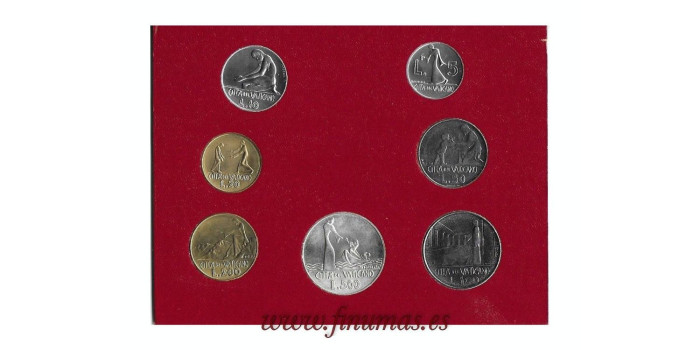 VATICANO - K-133/138.- SET OFICIAL VATICANO 8 VALORES LIRAS 1978