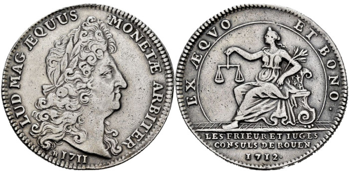 FRANCIA - K-0011.-  JETON LOUIS XIV ROVEN 1711. PLATA