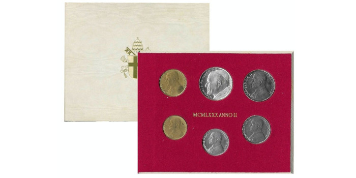 VATICANO - K-143/48.- SET OFICIAL VATICANO 6 VALORES LIRAS 1980