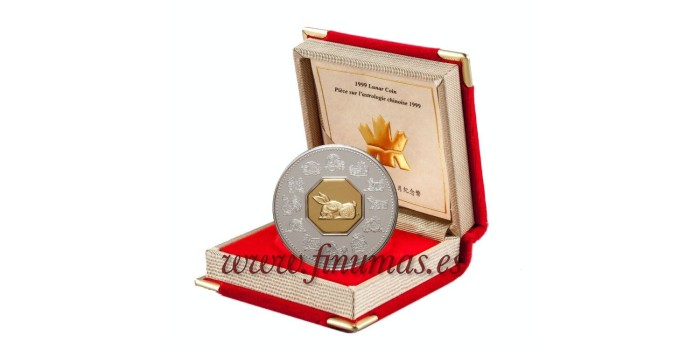CANADA - K-0331.- 15 DOLLARS. AÑO DEL CONEJO. PROOF BIMETALICA- PLATA