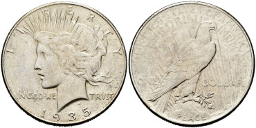 ESTADOS UNIDOS - K-150 - 1 DOLAR 1935. EBC-   PLATA