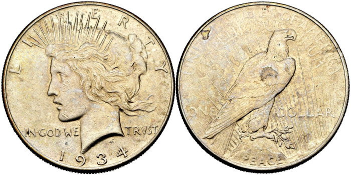 ESTADOS UNIDOS - K-150 - 1 DOLAR 1934. EBC  - PLATA