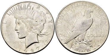ESTADOS UNIDOS - K-150 - 1 DOLAR 1927. MBC   PLATA