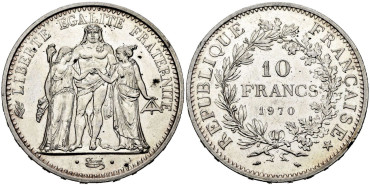 FRANCIA - K-0932.- 10 FRANCOS 1970 SC - PLATA