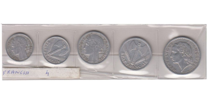 FRANCIA - 1, 2, 5 FRANCOS. AÑOS 1943-1947