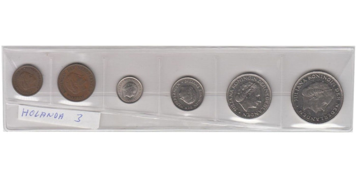 HOLANDA - SERIE 6 MONEDAS DIFERENTES VALORES. AÑOS 1962-1980