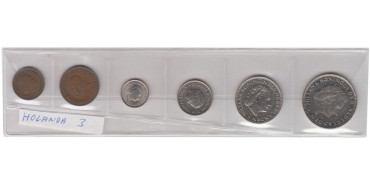 HOLANDA - SERIE 6 MONEDAS DIFERENTES VALORES. AÑOS 1962-1980