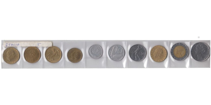 ITALIA - SERIE 10 MONEDAS VALORES DIFERENTES,  AÑOS 1955 - 1993