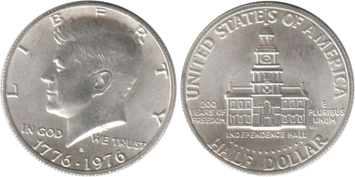 ESTADOS UNIDOS - K-205a.- 1/2 DOLLAR 1976 S. PLATA