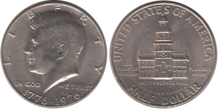 ESTADOS UNIDOS - K-205.- 1/2 DOLLAR 1976. NIQUEL
